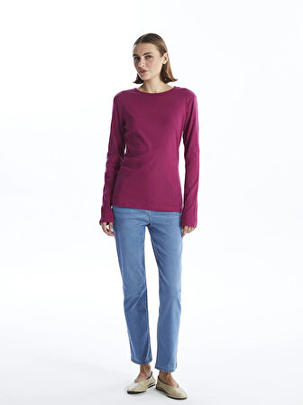 LCWAIKIKI Classic Mürdüm Bisiklet Yaka Kadın Body