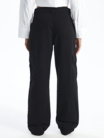 XSIDE Siyah Standart Fit Gabardin Kadın Kargo Pantolon