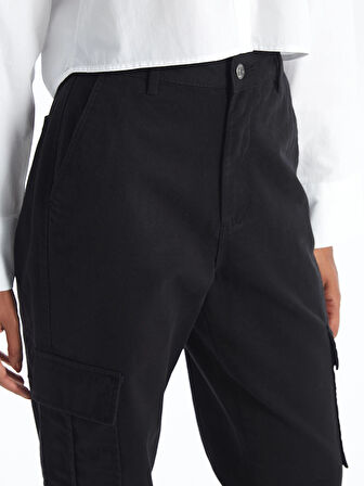 XSIDE Siyah Standart Fit Gabardin Kadın Kargo Pantolon
