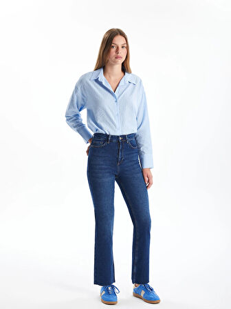 LCW Jeans Indigo Crop Flare Kadın Jean Pantolon