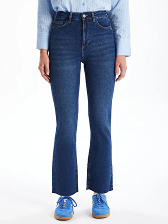 LCW Jeans Indigo Crop Flare Kadın Jean Pantolon