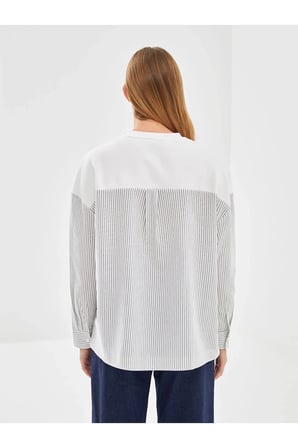 LCW Vision Ekru Bisiklet Yaka Baskılı Oversize Kadın Kalın Sweatshirt
