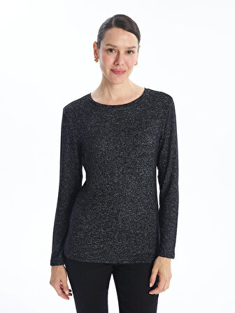 LCWAIKIKI Classic Siyah Bisiklet Yaka Kadın Tişört