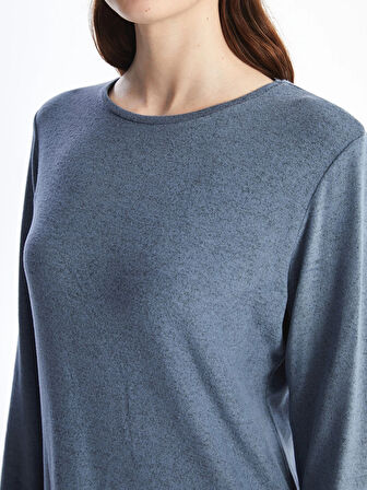 LCWAIKIKI Classic Mavi Bisiklet Yaka Kadın Tişört