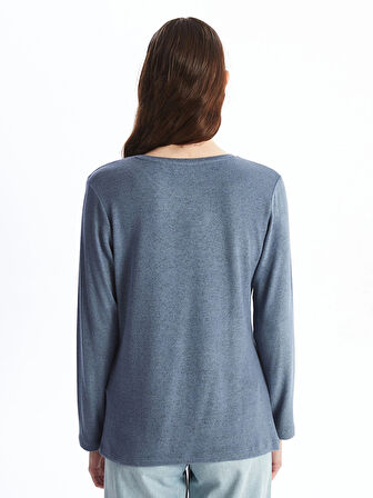 LCWAIKIKI Classic Mavi Bisiklet Yaka Kadın Tişört