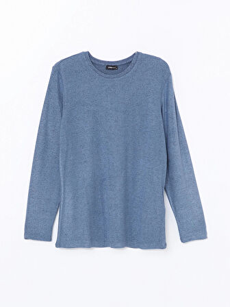 LCWAIKIKI Classic Mavi Bisiklet Yaka Kadın Tişört