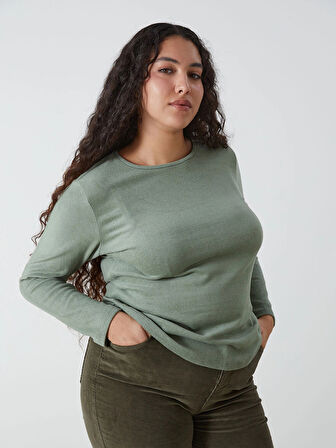 LCWAIKIKI Classic Yeşil Bisiklet Yaka Kadın Tişört