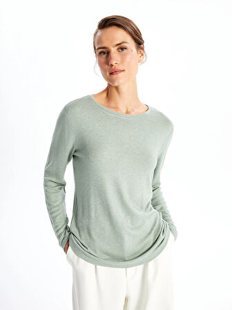 LCWAIKIKI Classic Yeşil Bisiklet Yaka Kadın Tişört