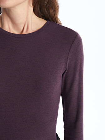 LCWAIKIKI Classic Mor Bisiklet Yaka Kadın Tişört