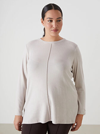 LCWAIKIKI Classic BEJ Bisiklet Yaka Kadın Tişört