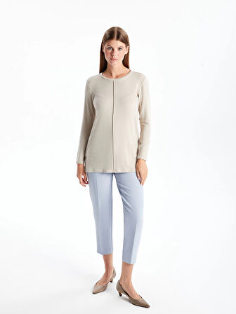 LCWAIKIKI Classic BEJ Bisiklet Yaka Kadın Tişört