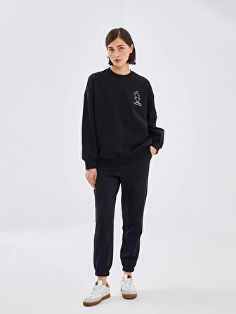 LCW Vision Siyah Beli Lastikli Kadın Kalın Jogger Eşofman Altı