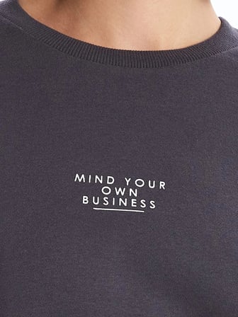 LCW Vision Antrasit Bisiklet Yaka Baskılı Oversize Kadın Kalın Sweatshirt