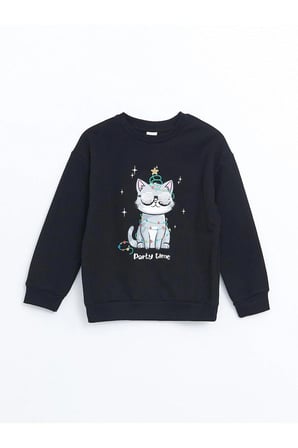 LCW Kids Bisiklet Yaka Kız Çocuk Kalın Sweatshirt (W4)