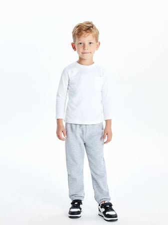 LCW Kids Gri Beli Lastikli Basic Kalın Erkek Çocuk Jogger Eşofman Altı