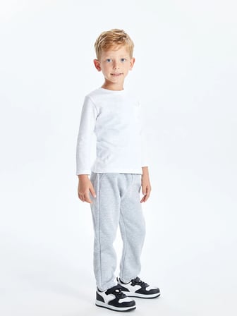 LCW Kids Gri Beli Lastikli Basic Kalın Erkek Çocuk Jogger Eşofman Altı