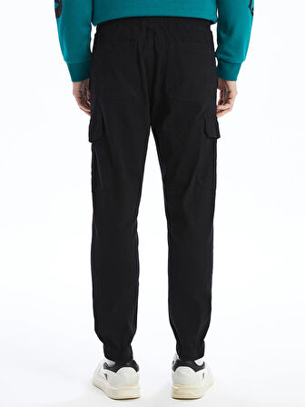 XSIDE Siyah Standart Kalıp Gabardin Erkek Kargo Pantolon