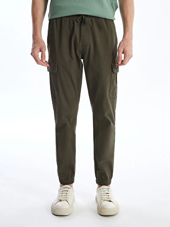 XSIDE Haki Standart Kalıp Gabardin Erkek Kargo Pantolon