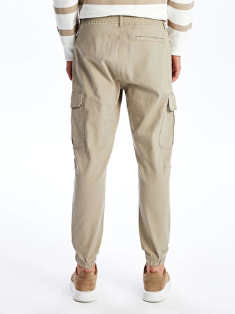 XSIDE Bej Slim Fit Gabardin Erkek Kargo Pantolon