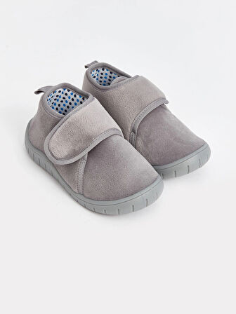 LCW STEPS Gri Cırt Cırtlı Kadife Erkek Bebek Panduf