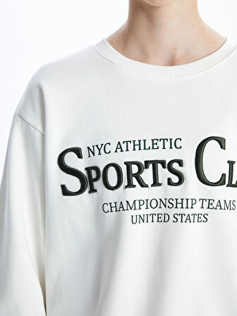 XSIDE ACTIVE Beyaz Baskılı Oversize Kadın Kalın Sweatshirt