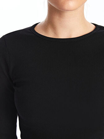 XSIDE SİYAH Bisiklet Yaka Düz Uzun Kollu Kadın Body