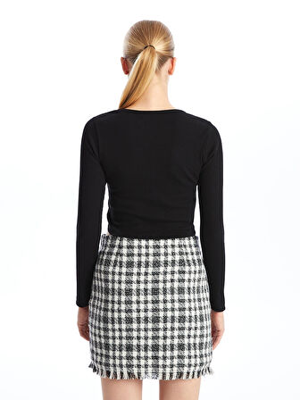 XSIDE SİYAH Bisiklet Yaka Düz Uzun Kollu Kadın Body