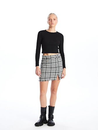 XSIDE SİYAH Bisiklet Yaka Düz Uzun Kollu Kadın Body