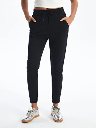 XSIDE Siyah Beli Lastikli Jogger Kadın Kalın Eşofman Altı