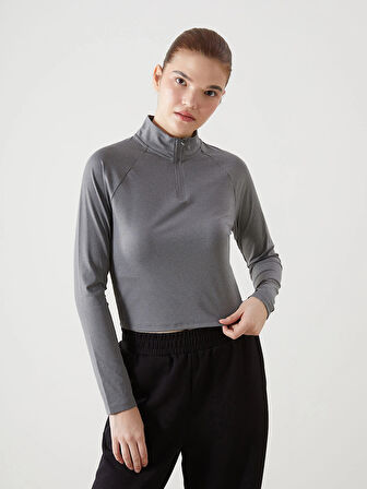 XSIDE ACTIVE ANTRASİT Dik Yaka Kadın Spor Tişört