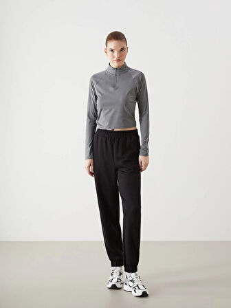 XSIDE ACTIVE ANTRASİT Dik Yaka Kadın Spor Tişört