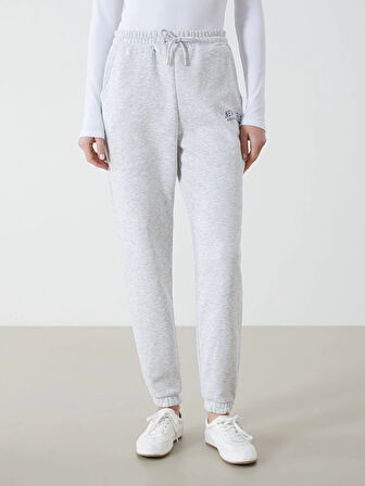 XSIDE ACTIVE Gri Baskılı Kadın Kalın Jogger Spor Eşofman Altı