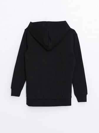 LCW Kids Siyah Kapüşonlu Erkek Çocuk Kalın Fermuarlı Sweatshirt