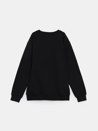LCW Kids Siyah Bisiklet Yaka Erkek Çocuk Sweatshirt