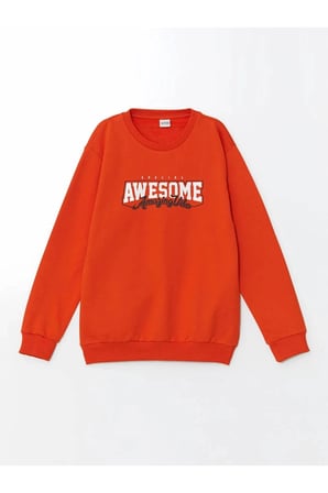LCW Kids Turuncu Bisiklet Yaka Erkek Çocuk Sweatshirt