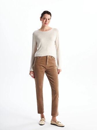 LCWAIKIKI Classic Bej Bisiklet Yaka Kadın Tişört