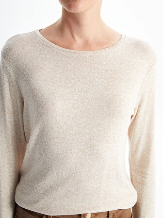 LCWAIKIKI Classic Bej Bisiklet Yaka Kadın Tişört