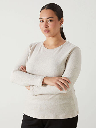 LCWAIKIKI Classic Bej Bisiklet Yaka Kadın Tişört