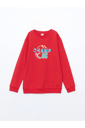 LCW Kids Kırmızı Bisiklet Yaka Erkek Çocuk Sweatshirt