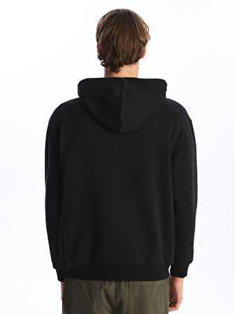 XSIDE Siyah Uzun Kollu Baskılı Erkek Kalın Hoodie