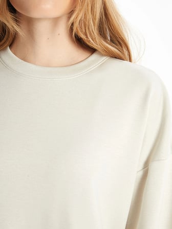 LCW Vision Bej Bisiklet Yaka Oversize Kadın Sweatshirt