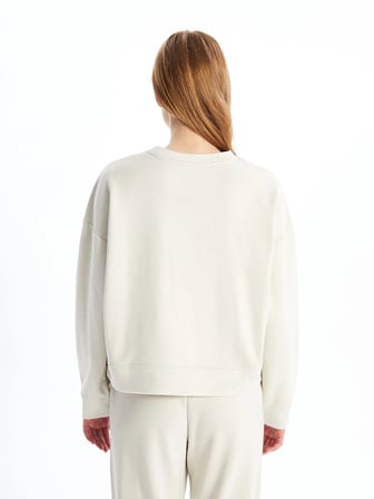 LCW Vision Bej Bisiklet Yaka Oversize Kadın Sweatshirt