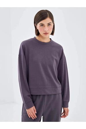 LCW VisionAntrasit Bisiklet Yaka Oversize Kadın Sweatshirt