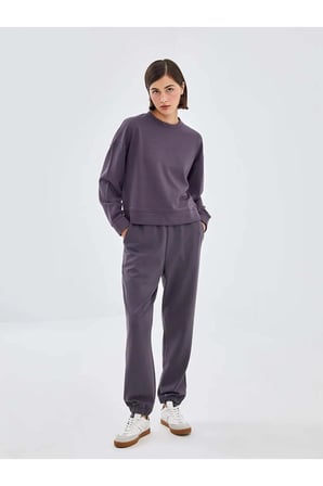 LCW VisionAntrasit Bisiklet Yaka Oversize Kadın Sweatshirt