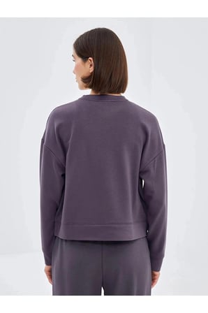 LCW VisionAntrasit Bisiklet Yaka Oversize Kadın Sweatshirt