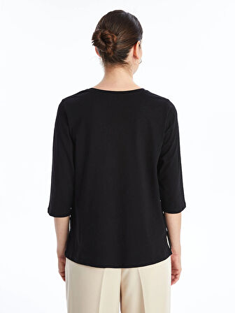 LCW Grace SİYAH Bisiklet Yaka Çiçekli Kadın Bluz