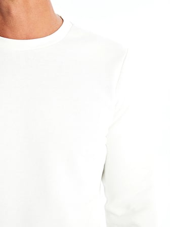 LCWAIKIKI Basic Beyaz Bisiklet Yaka Uzun Kollu Erkek Kalın Sweatshirt