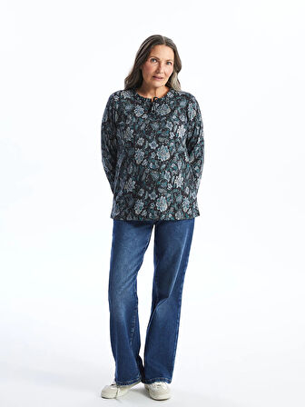 LCW Grace SİYAH Bağlamalı Yaka Desenli Kadın Bluz