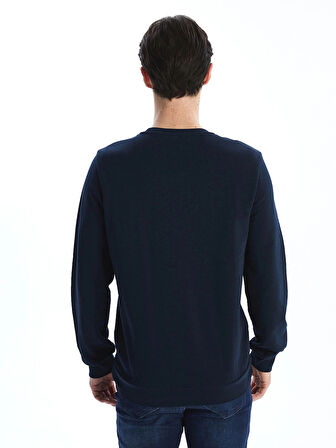 LCWAIKIKI Classic Lacivert Bisiklet Yaka Uzun Kollu Erkek Kalın Sweatshirt