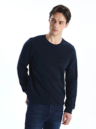 LCWAIKIKI Classic Lacivert Bisiklet Yaka Uzun Kollu Erkek Kalın Sweatshirt